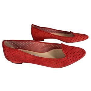 MANOLO BLAHNIK WOMEN’S SUEDE FLATS MESH ACCENTS - SIZE US 7 - MADE IN ITALY